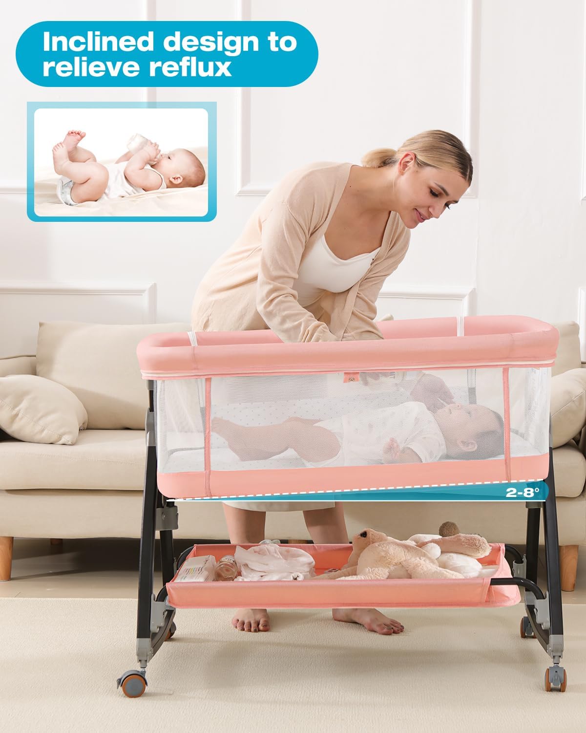Bedside Bassinet for Baby, 3 i - Bassinet Bedside Sleeper recension och pris