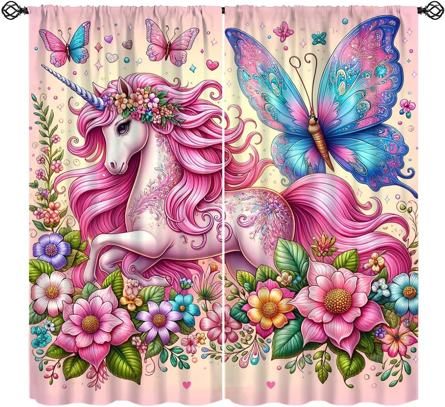 Fantasy Kids Unicorn Curtain P - Baby Nursery Blackout Curtains recension och pris