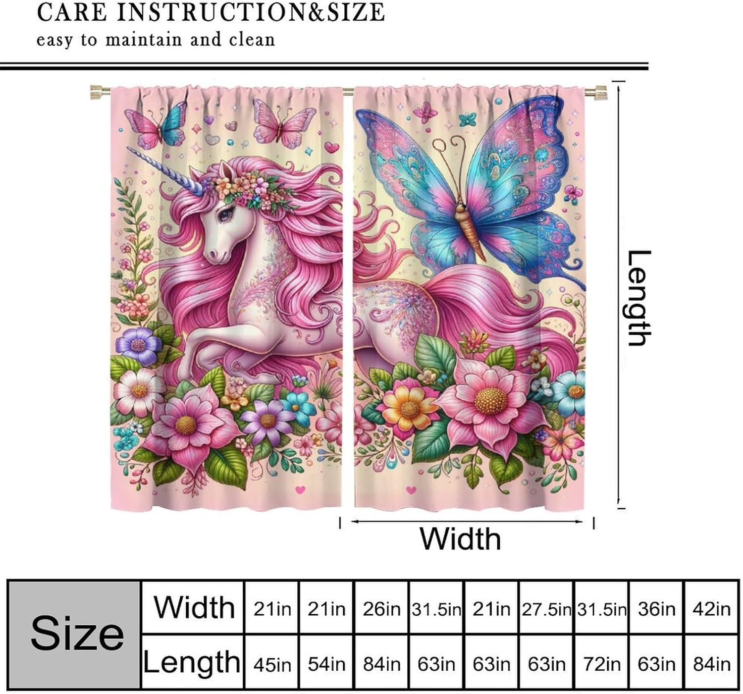 Fantasy Kids Unicorn Curtain P - Baby Nursery Blackout Curtains recension och pris
