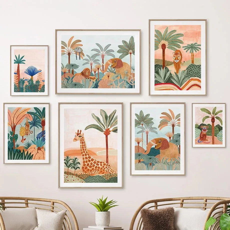 Boho Jungle Animals Tiger Monk - Baby Nursery Animal Pictures recension och pris