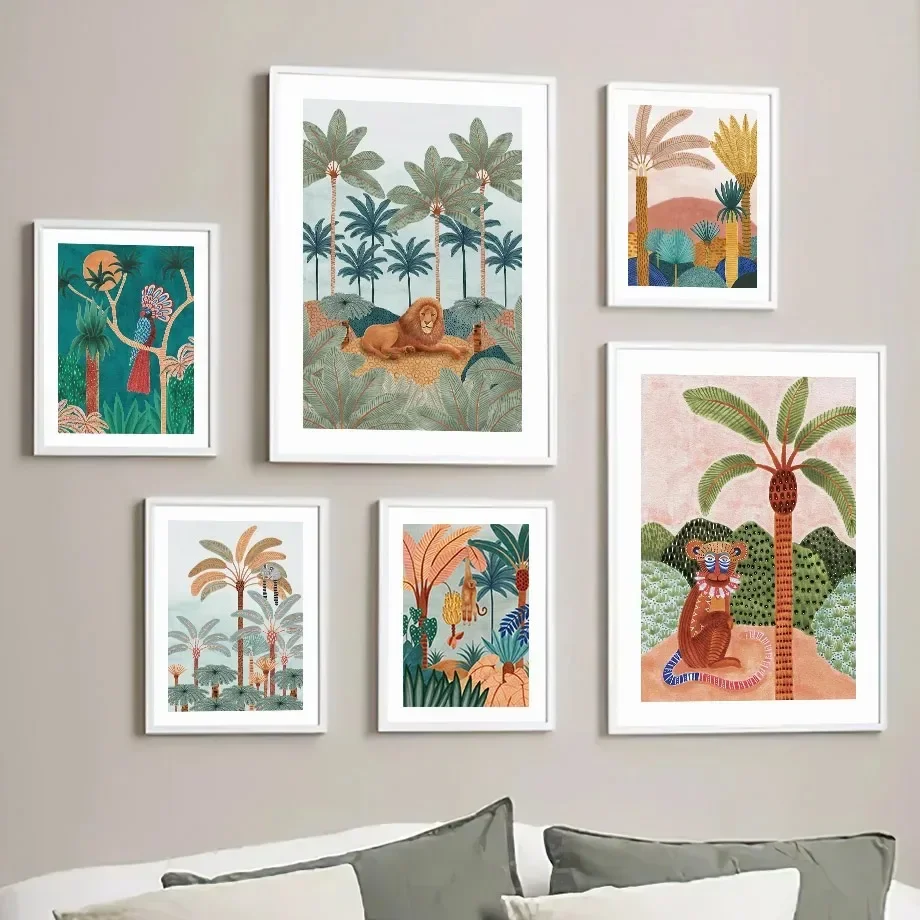Boho Jungle Animals Tiger Monk - Baby Nursery Animal Pictures recension och pris