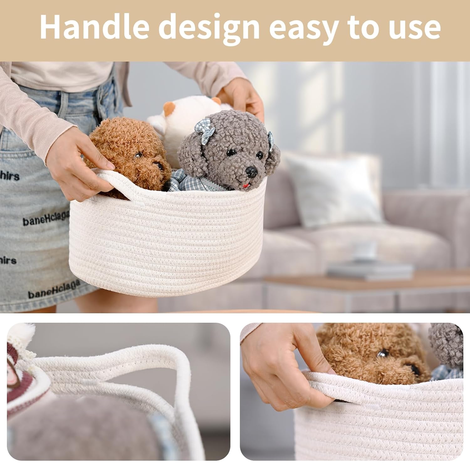 Medium Woven Cotton Rope Baske - Baby Nursery Handles recension och pris