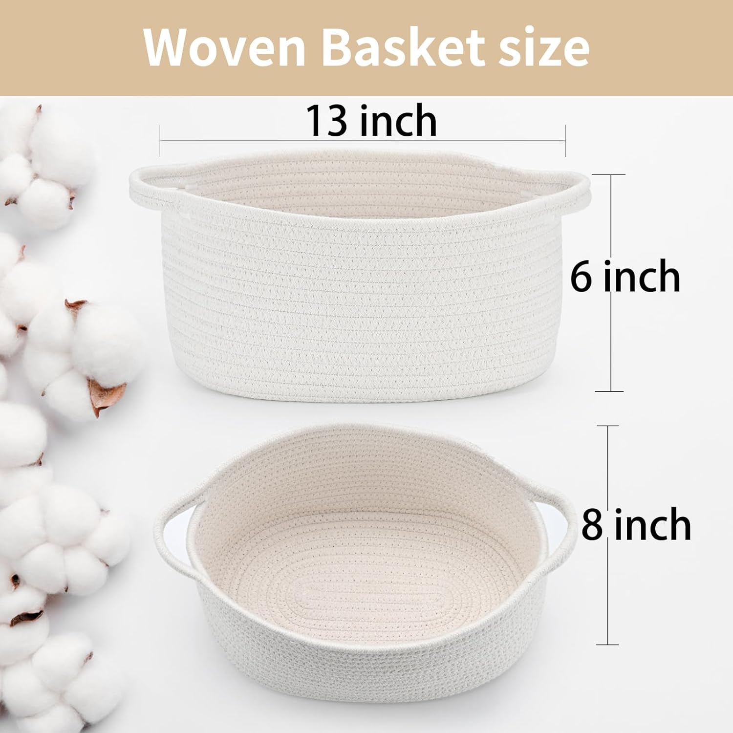 Medium Woven Cotton Rope Baske - Baby Nursery Handles recension och pris