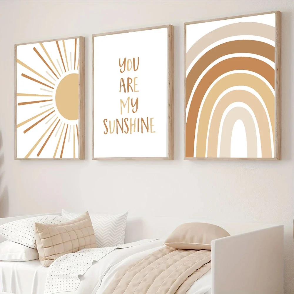 Boho Rainbow Wall Art Prints C - Baby Nursery You Are My Sunshine recension och pris