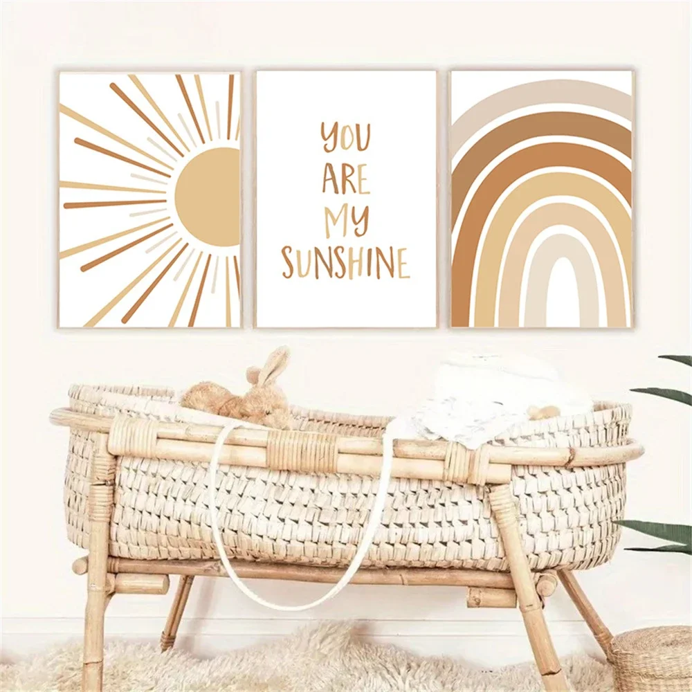 Boho Rainbow Wall Art Prints C - Baby Nursery You Are My Sunshine recension och pris