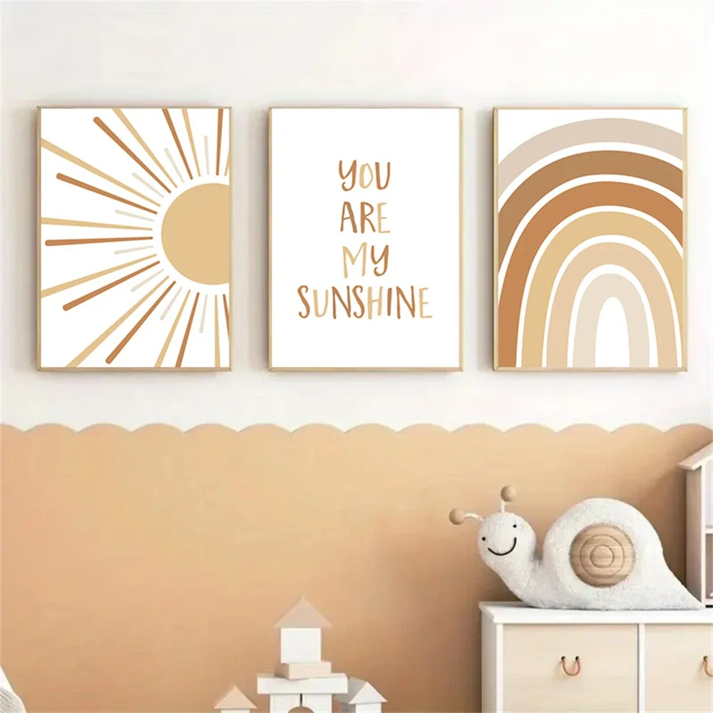 Boho Rainbow Wall Art Prints C - Baby Nursery You Are My Sunshine recension och pris
