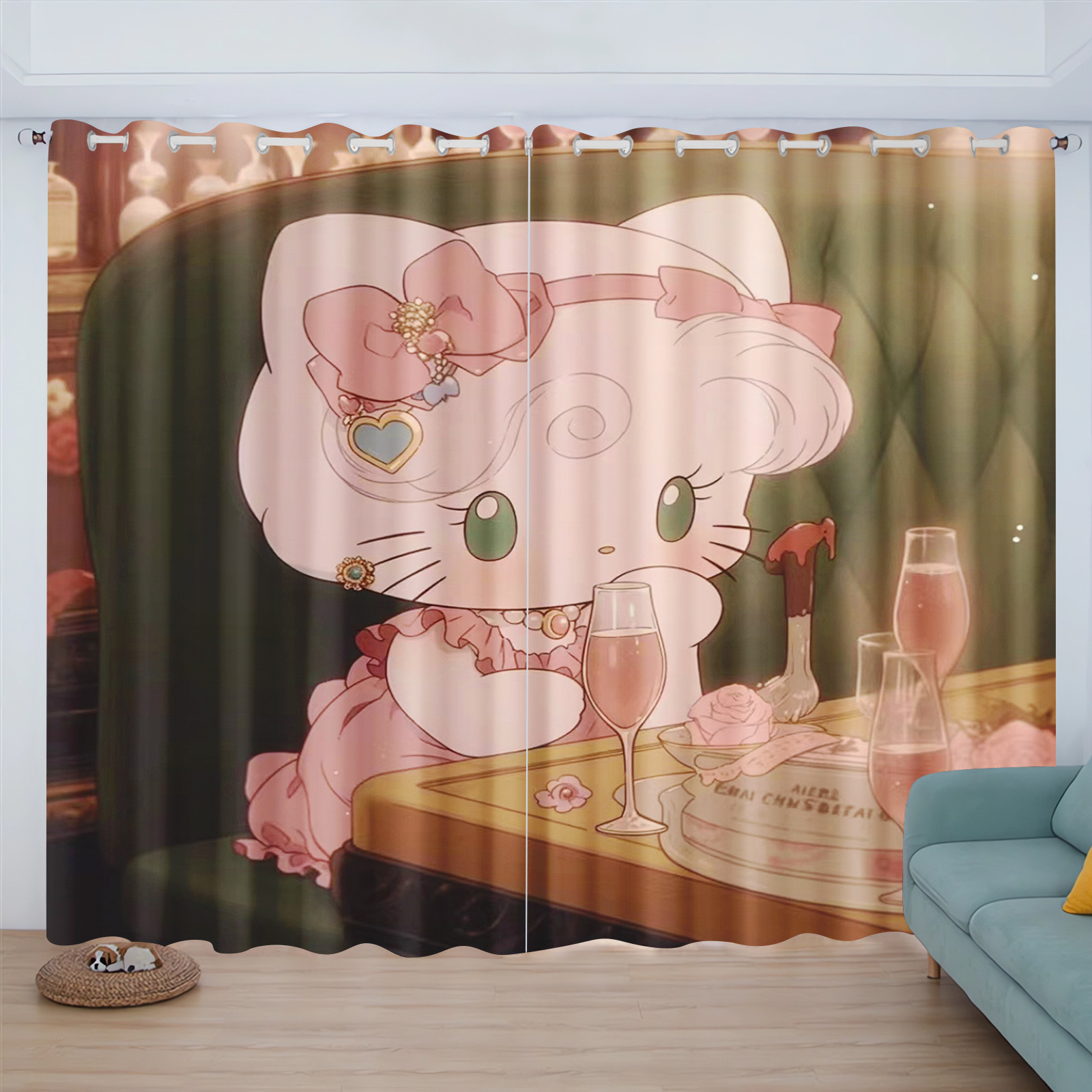 Cartoon Cat Hello Kitty Curtai - Baby Nursery Blackout Curtains recension och pris