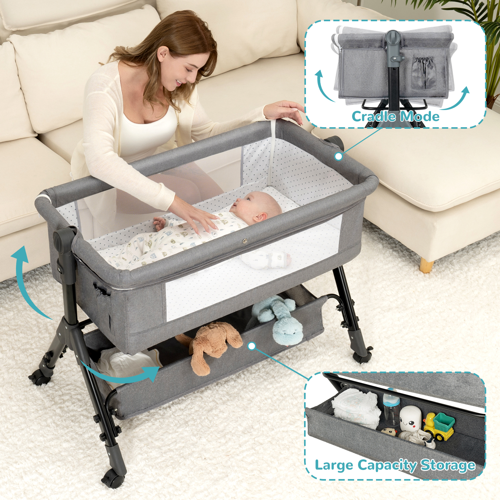 3 in 1 Baby Bassinet Bedside S - Bassinet Bedside Sleeper recension och pris