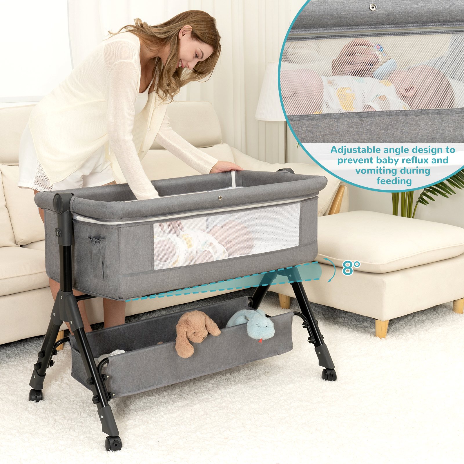 3 in 1 Baby Bassinet Bedside S - Bassinet Bedside Sleeper recension och pris