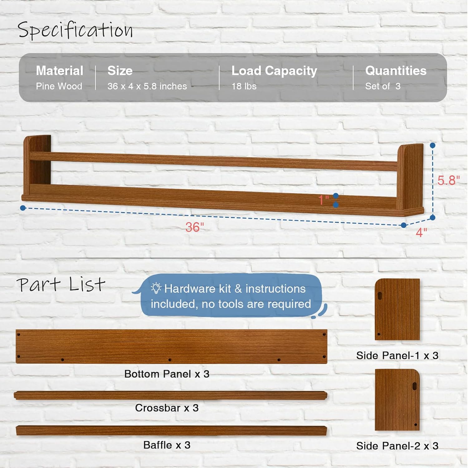 Dark Wood Wall Bookshelf For K - Baby Nursery Books recension och pris