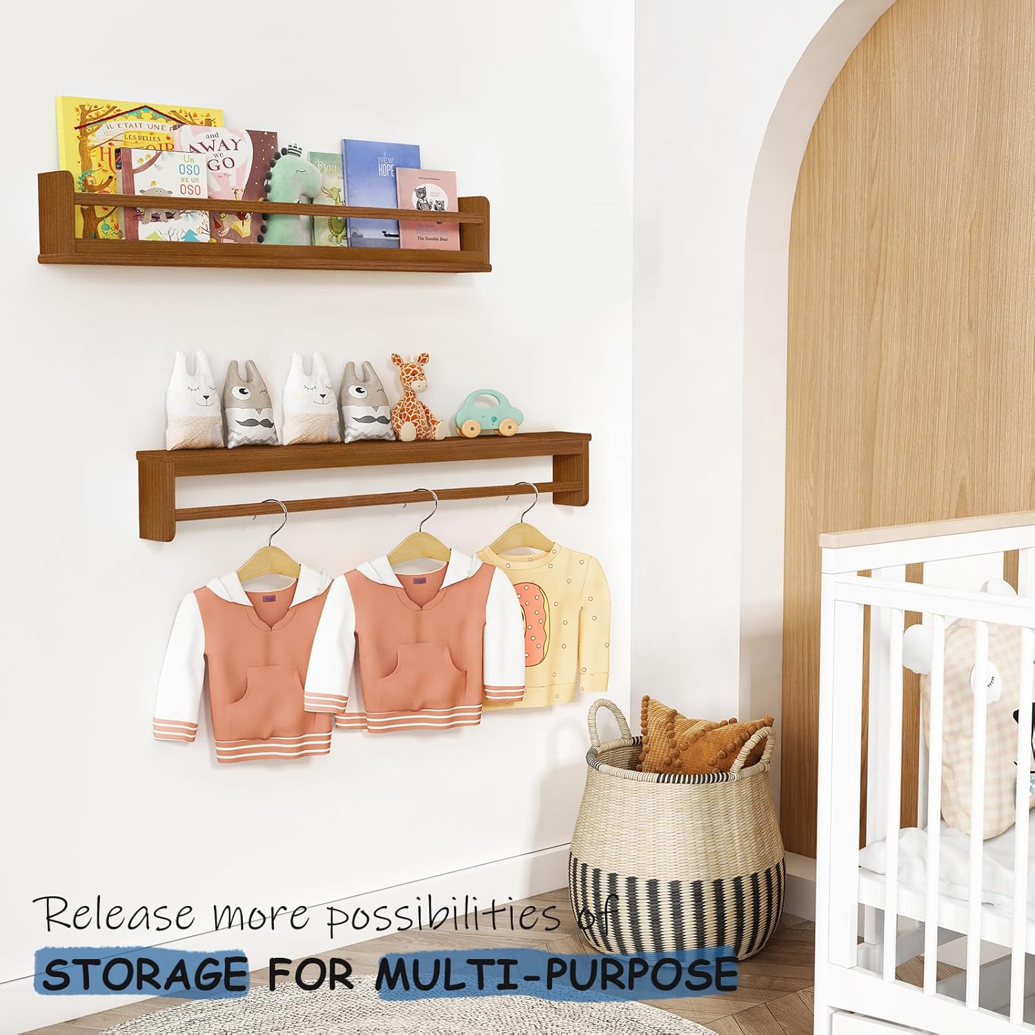 Dark Wood Wall Bookshelf For K - Baby Nursery Books recension och pris