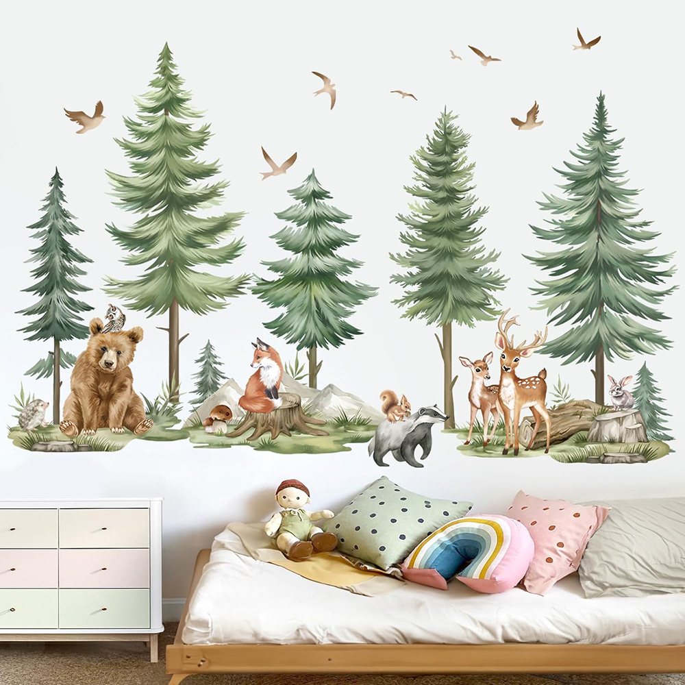 Large Mountain PineTree Wall S - Baby Nursery Panelling recension och pris