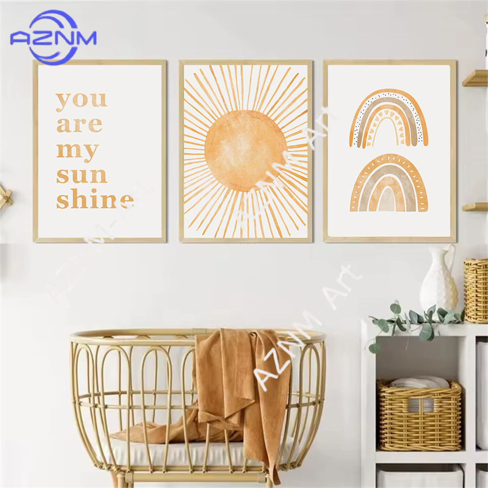 Boho Rainbow Sun Posters Abstr - Baby Nursery You Are My Sunshine recension och pris