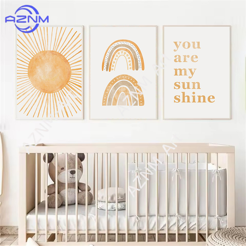 Boho Rainbow Sun Posters Abstr - Baby Nursery You Are My Sunshine recension och pris