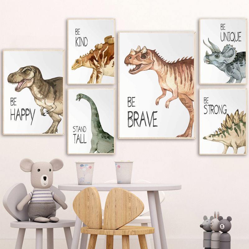 Watercolor Dinosaur Poster Nur - Baby Nursery Animal Pictures recension och pris