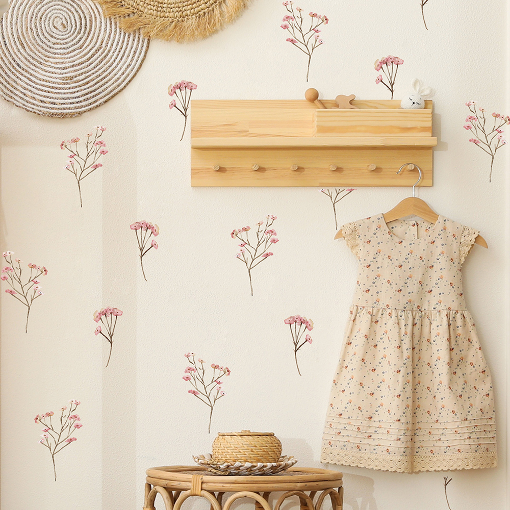Pink  Watercolor Flower Wall S - Baby Nursery Panelling recension och pris