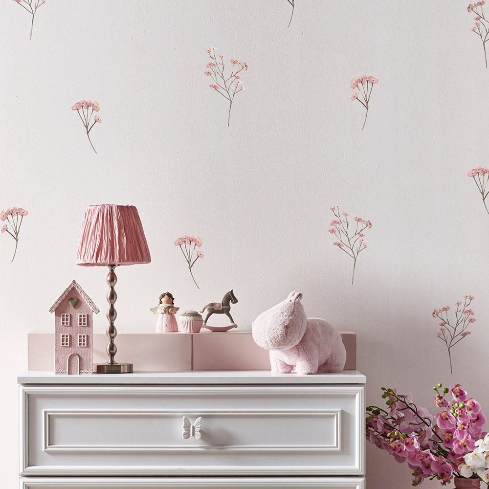 Pink  Watercolor Flower Wall S - Baby Nursery Panelling recension och pris