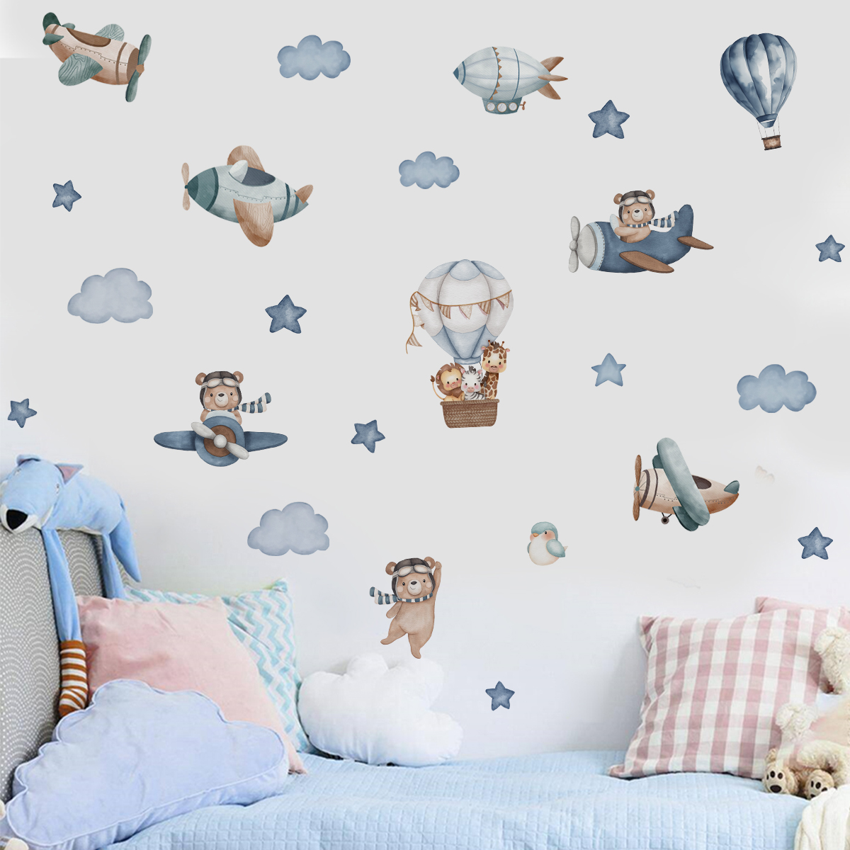 Watercolor Animals Hot Air Bal - Baby Nursery Labels recension och pris