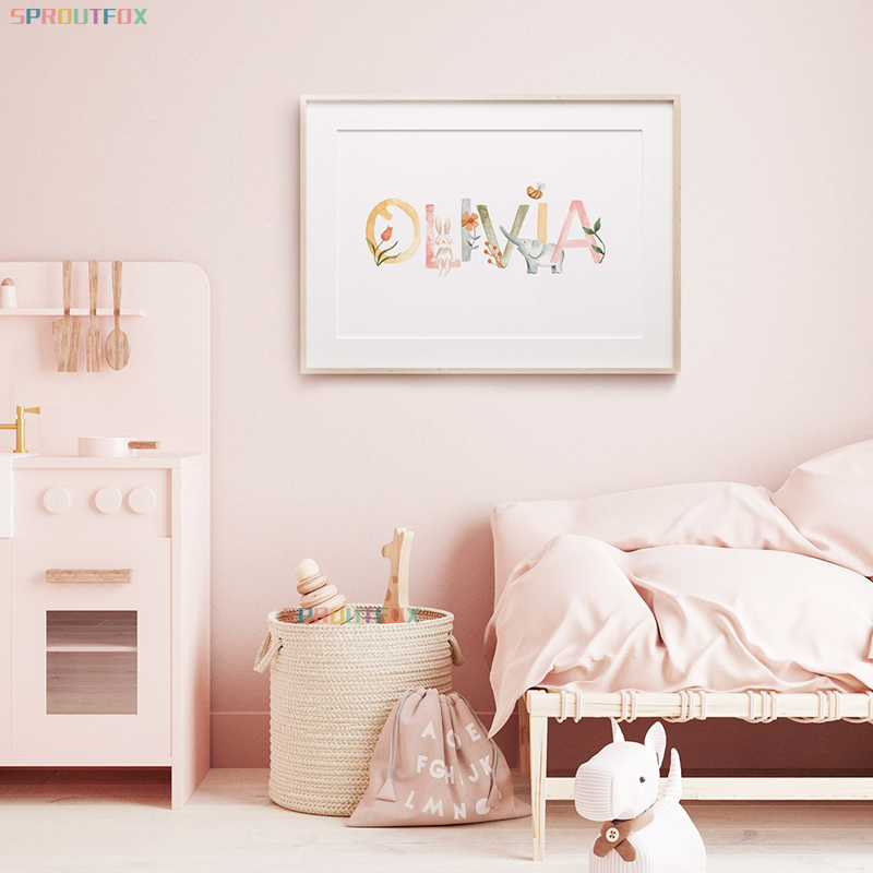 Nursery Canvas Painting Name C - Baby Nursery Animal Pictures recension och pris