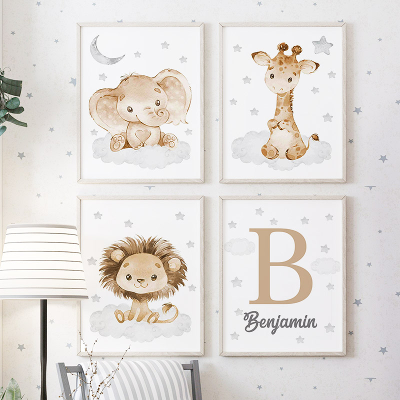 Elephant Giraffe Lion Custom B - Baby Nursery Animal Pictures recension och pris