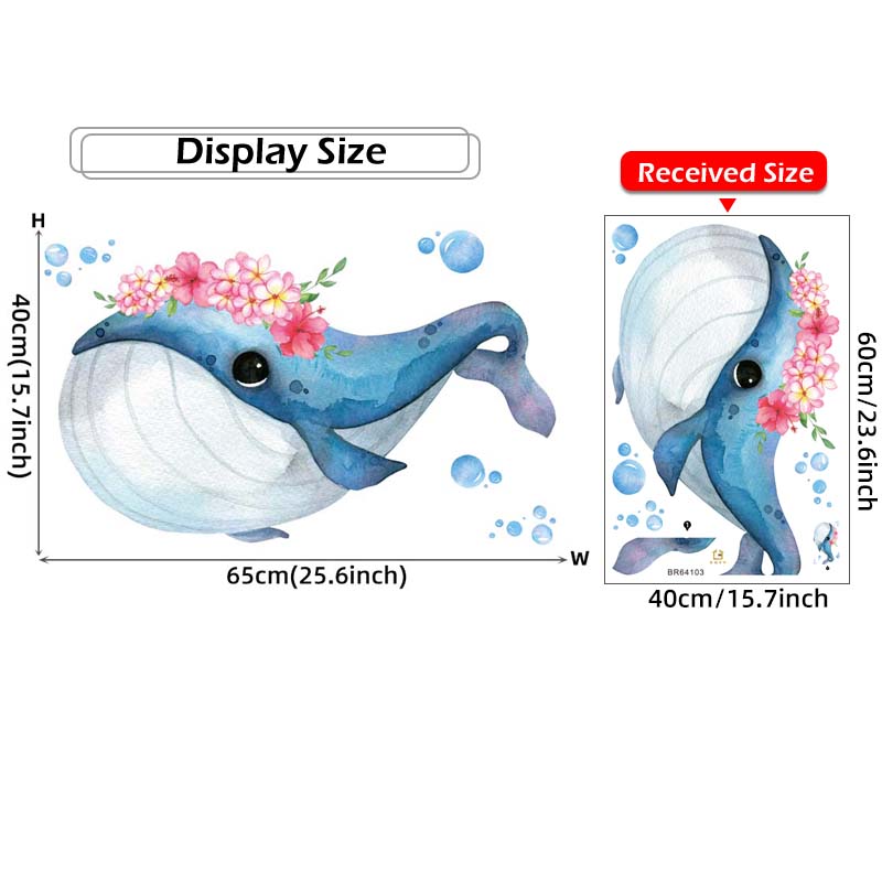 Flower Blue Whale Fish Wall St - Baby Nursery Panelling recension och pris