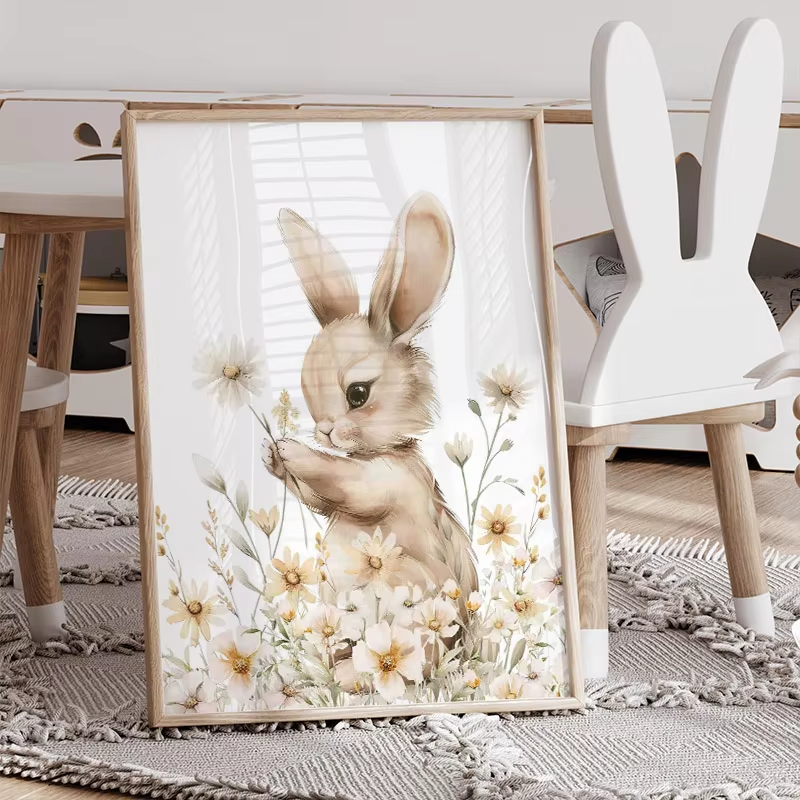Autumn Rabbit Wild Flower Dais - Baby Nursery Animal Pictures recension och pris