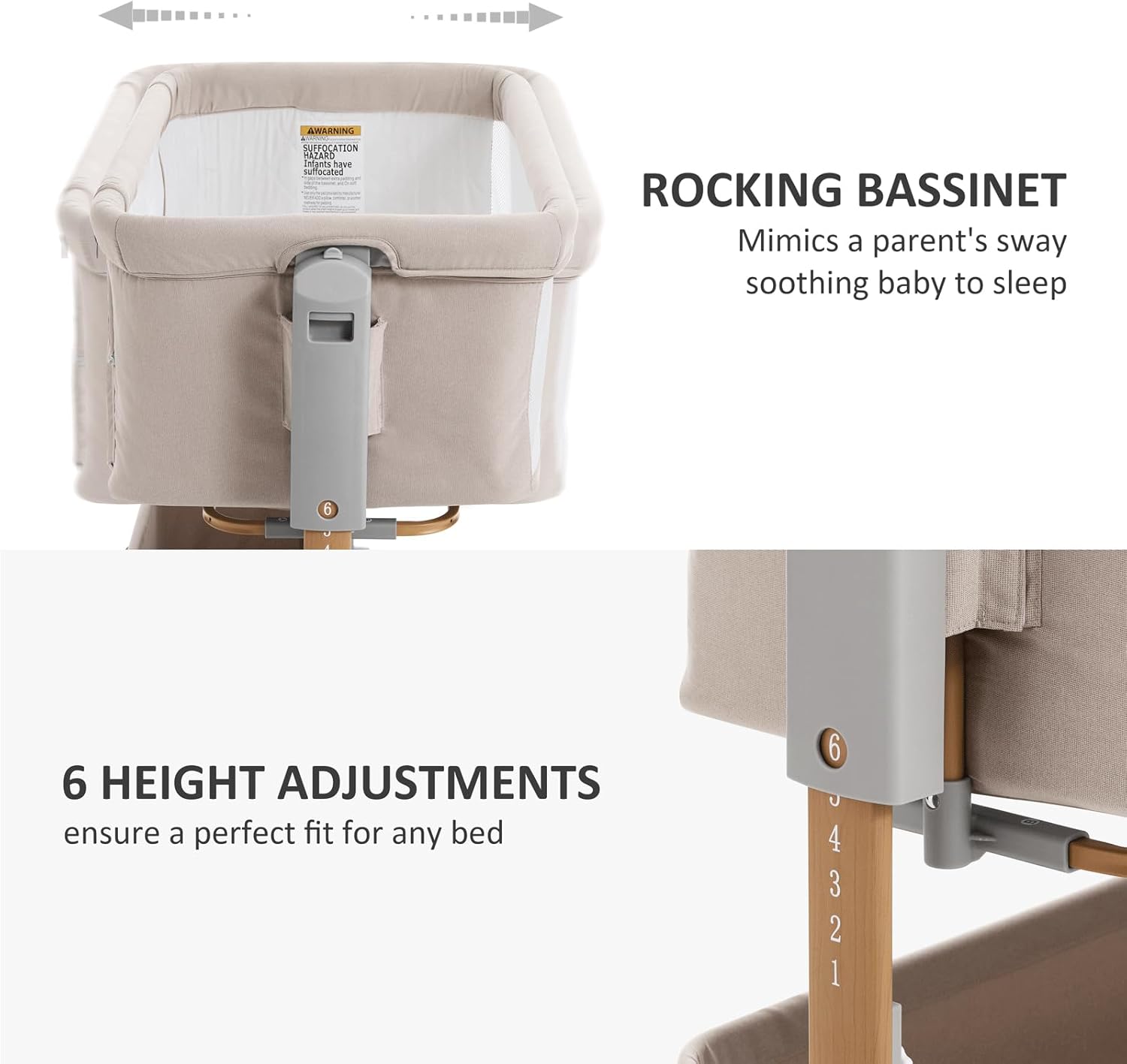 3 in 1 Baby Bassinet, Rocking  - Bassinet Bedside Sleeper recension och pris
