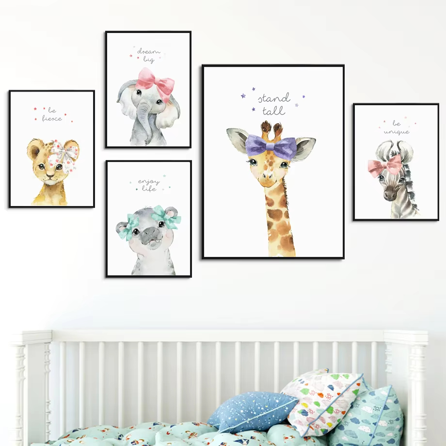Lion Zebra Giraffe Elephant Hi - Baby Nursery Animal Pictures recension och pris