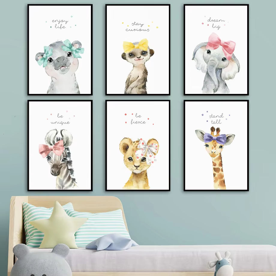 Lion Zebra Giraffe Elephant Hi - Baby Nursery Animal Pictures recension och pris