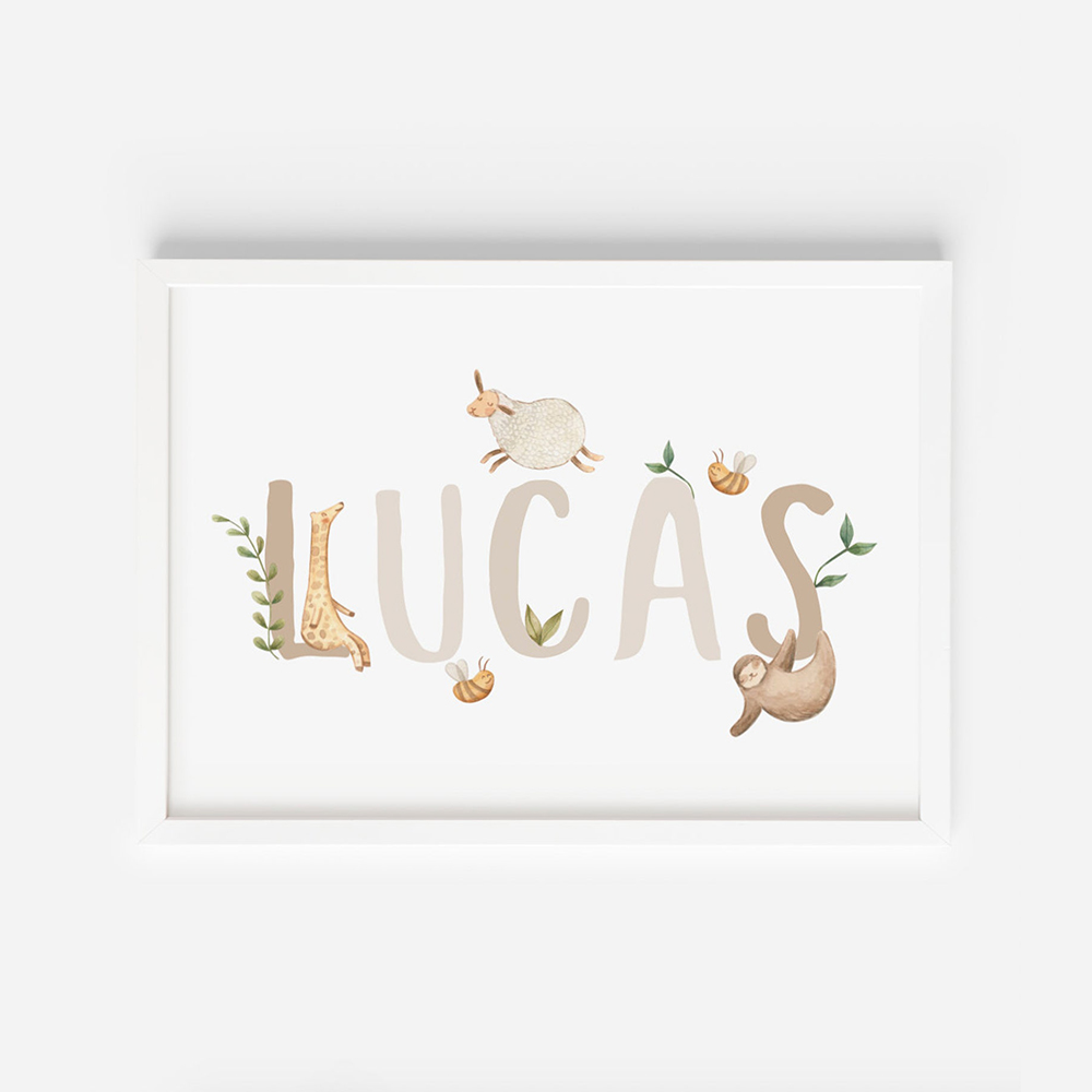 Name Custom Poster Nursery Can - Baby Nursery Animal Pictures recension och pris