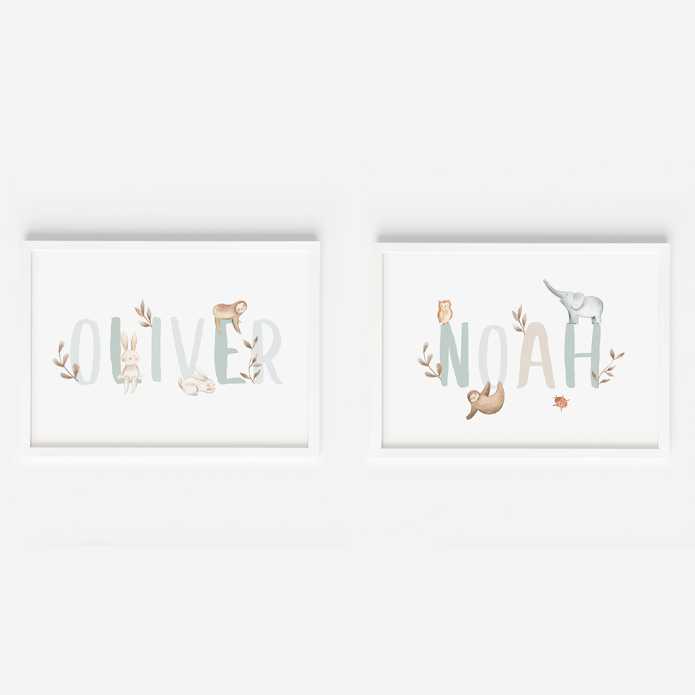 Name Custom Poster Nursery Can - Baby Nursery Animal Pictures recension och pris
