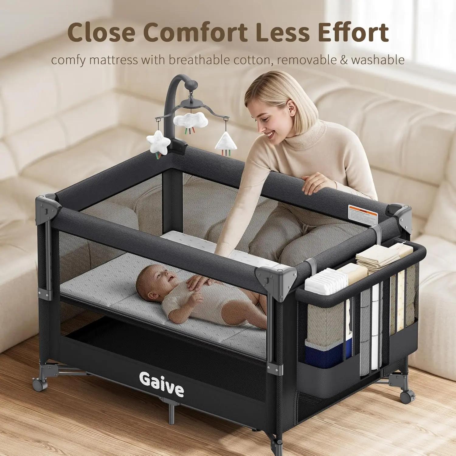 4 in 1 Baby Bassinet, One-Push - Bassinet Bedside Sleeper recension och pris