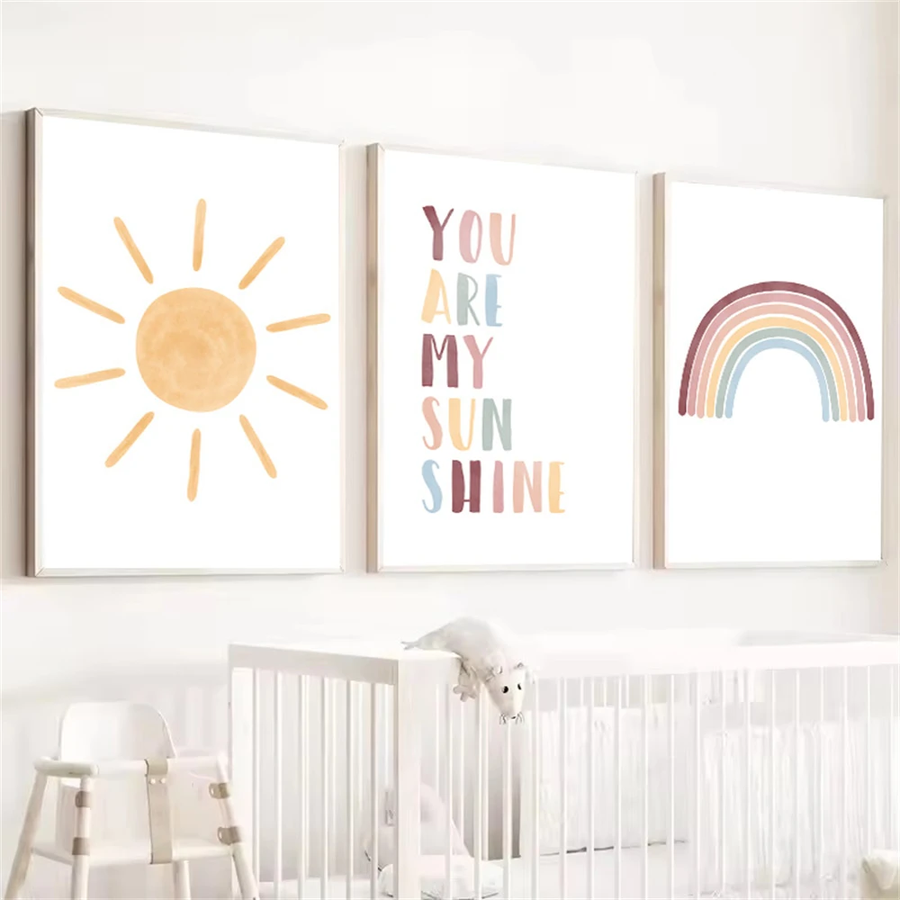 Sun Wall Art Poster Rainbow Ca - Baby Nursery You Are My Sunshine recension och pris