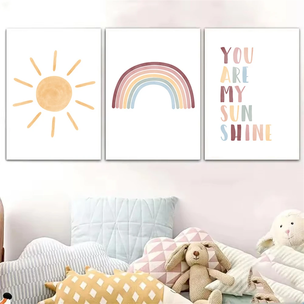 Sun Wall Art Poster Rainbow Ca - Baby Nursery You Are My Sunshine recension och pris