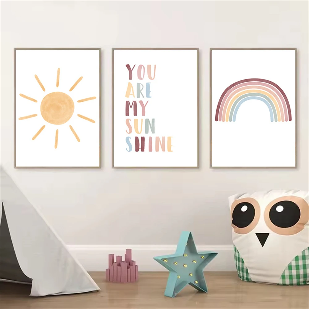 Sun Wall Art Poster Rainbow Ca - Baby Nursery You Are My Sunshine recension och pris