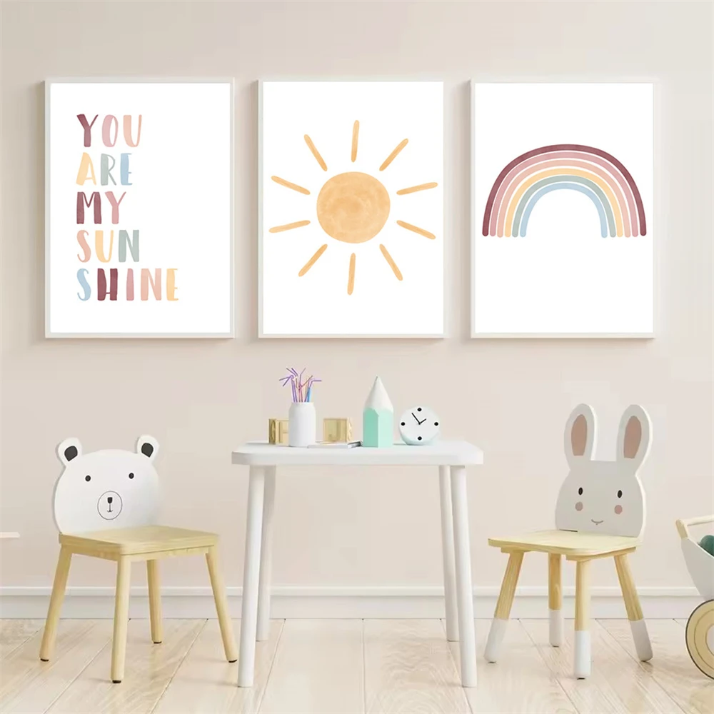 Sun Wall Art Poster Rainbow Ca - Baby Nursery You Are My Sunshine recension och pris