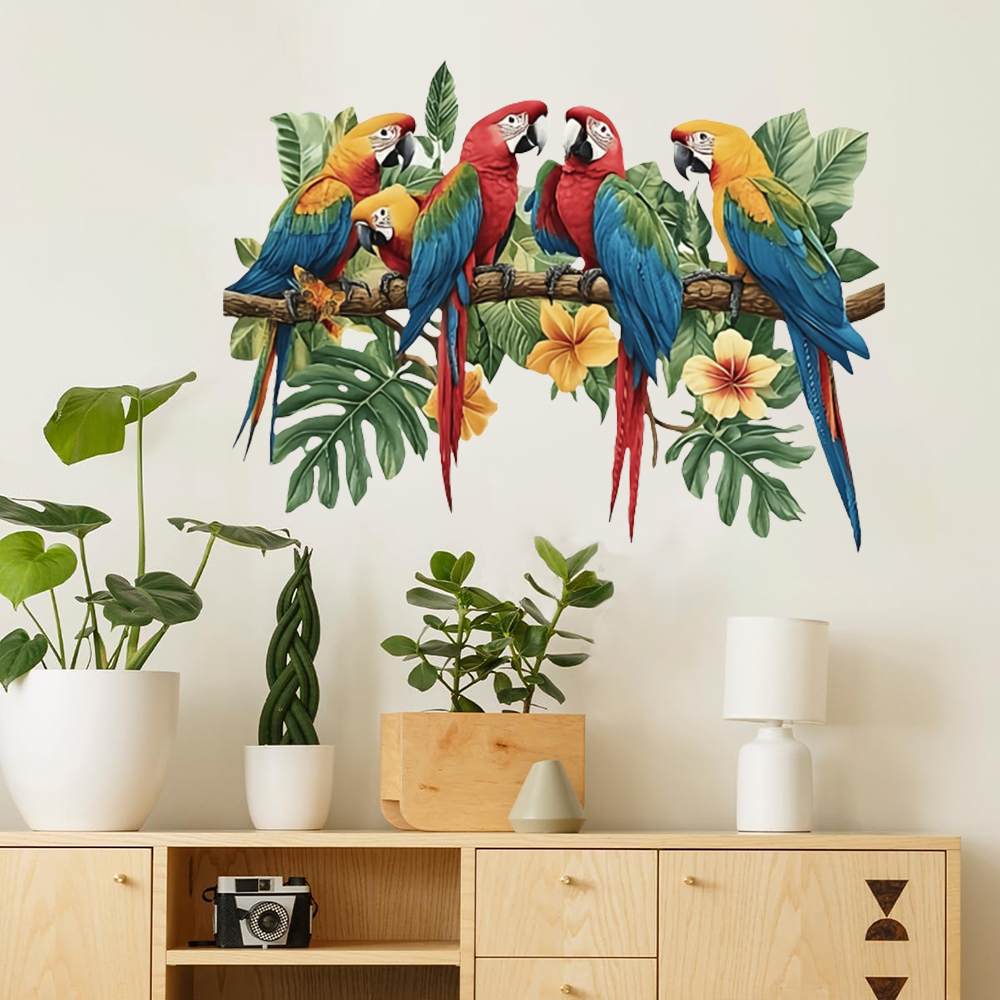 3Pcs Parrots on Branch Wall St - Baby Nursery Panelling recension och pris