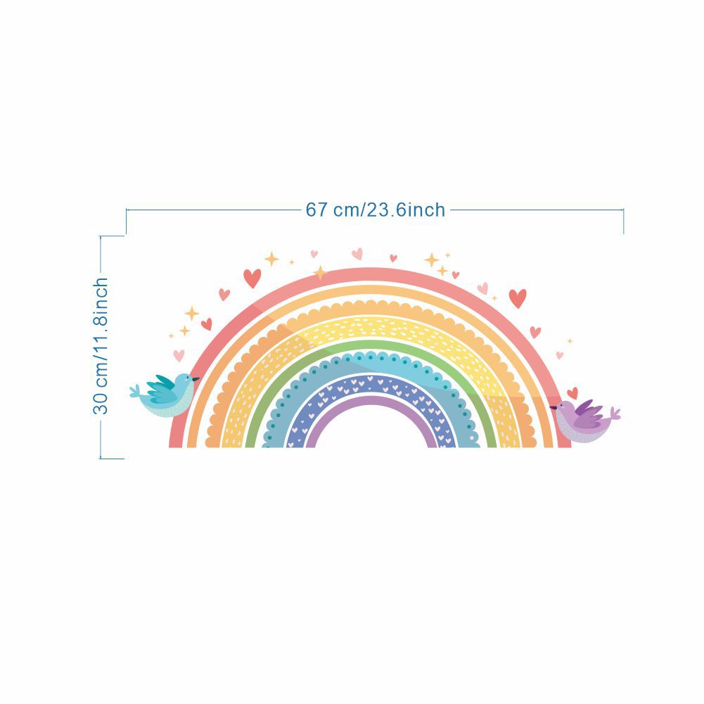 Colorful Rainbow Bird Love Wal - Baby Nursery Labels recension och pris