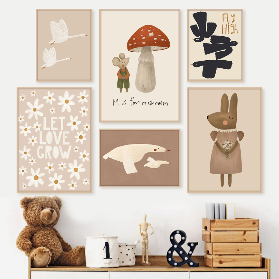 Boho Cartoon Rabbit Mouse Goos - Baby Nursery Picture Frames recension och pris