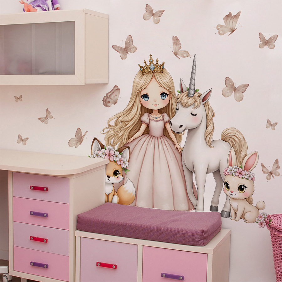 Cartoon Girl Unicorn Vinyl Chi - Baby Nursery Ideas Girl recension och pris