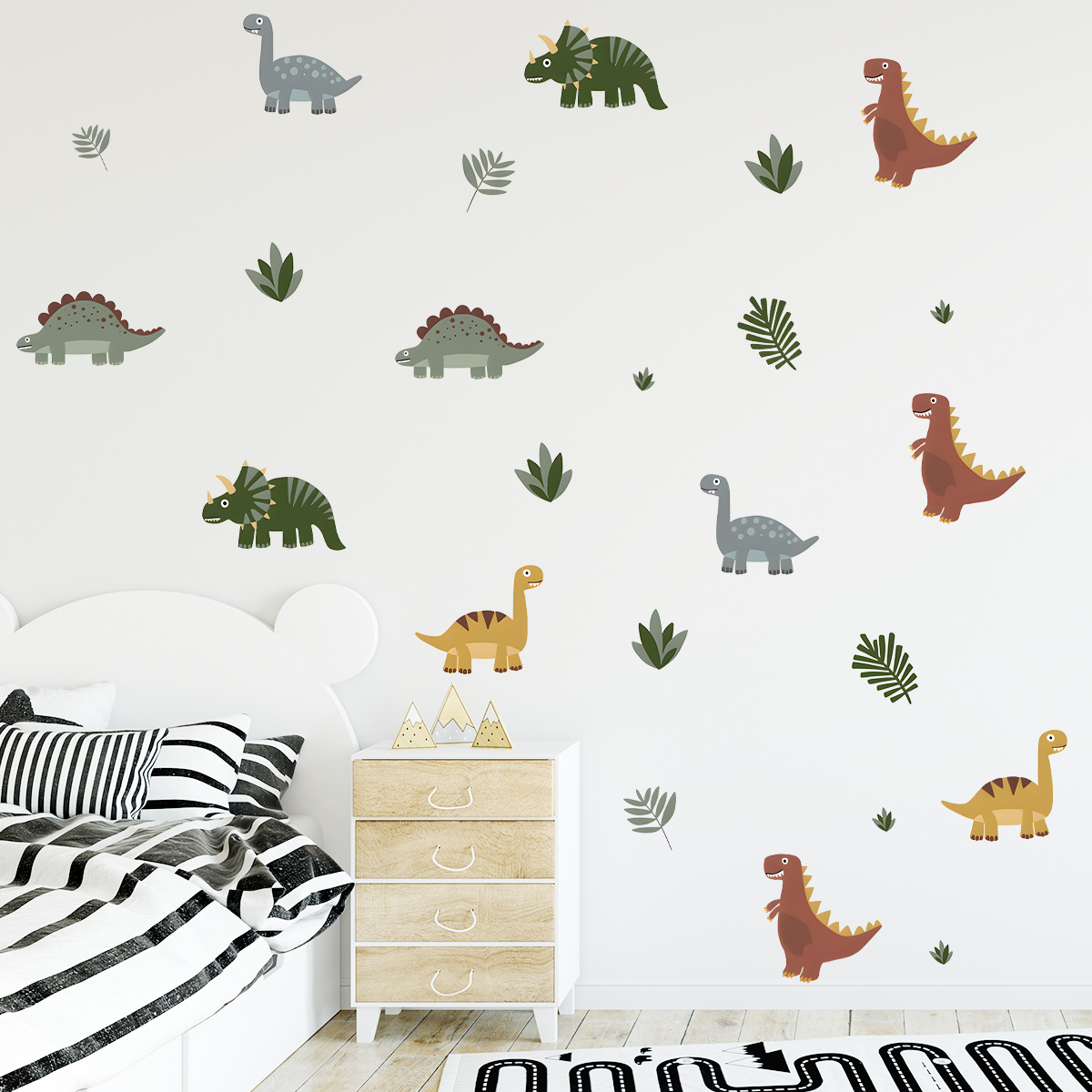Cartoon Cute Dinosaur Leaf Ani - Baby Nursery Labels recension och pris