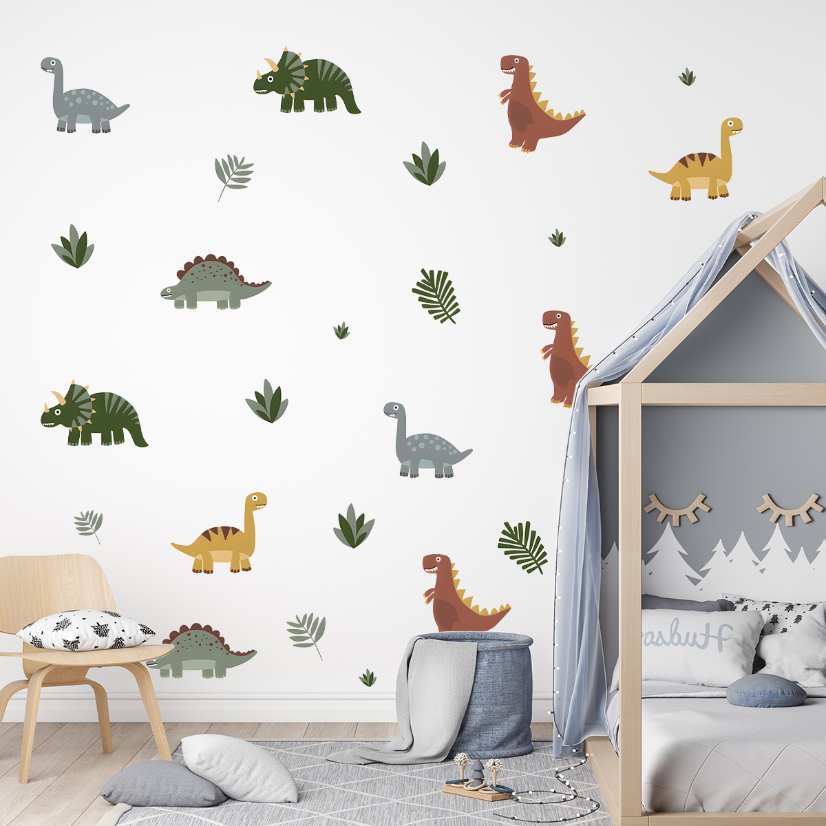 Cartoon Cute Dinosaur Leaf Ani - Baby Nursery Labels recension och pris