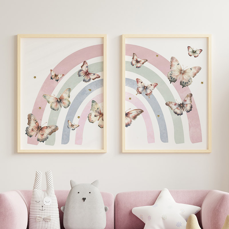 Pink Rainbow Butterfly Custom  - Baby Nursery Animal Pictures recension och pris
