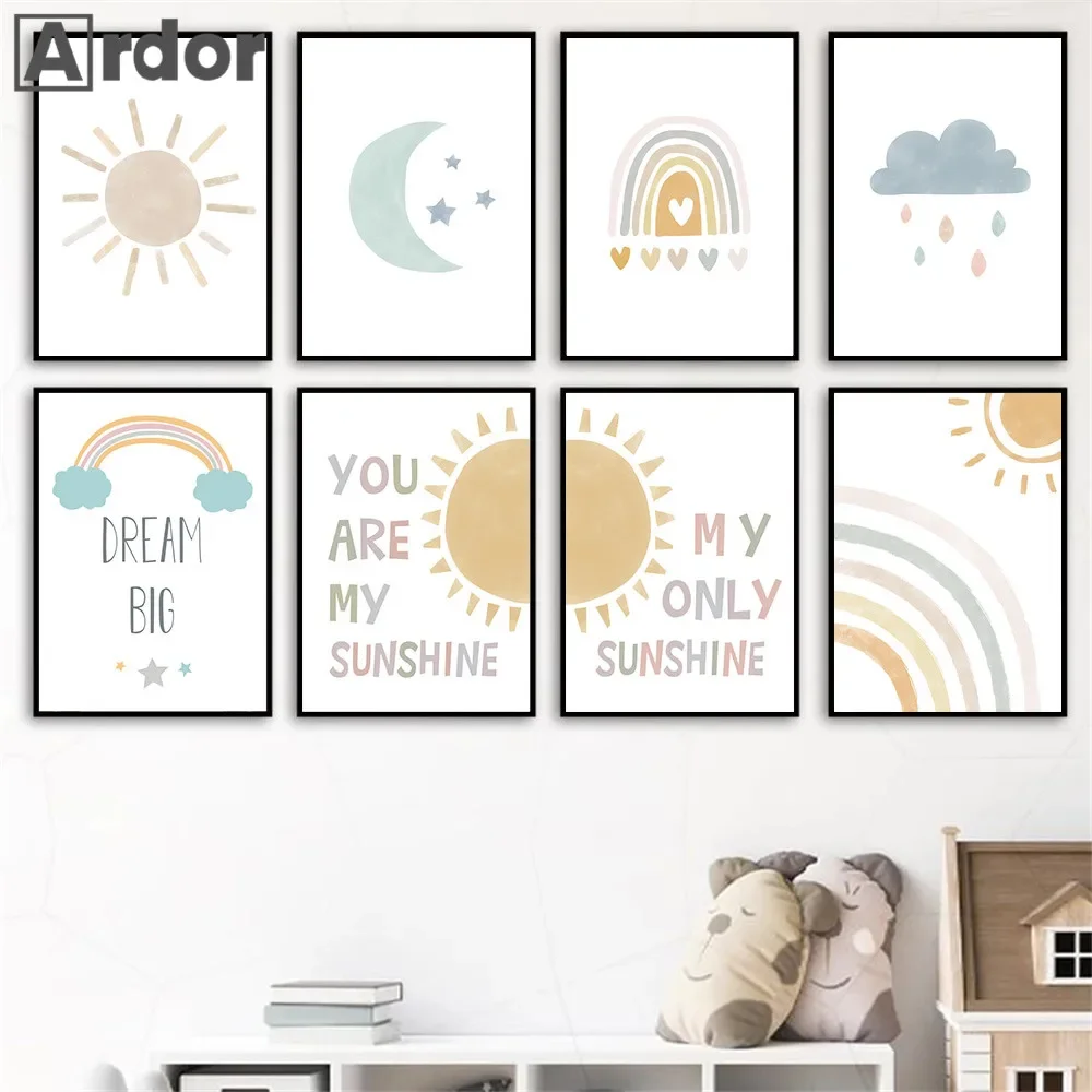 Cartoon Sun Moon Cloud Rainbow - Baby Nursery You Are My Sunshine recension och pris