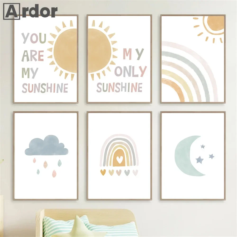 Cartoon Sun Moon Cloud Rainbow - Baby Nursery You Are My Sunshine recension och pris