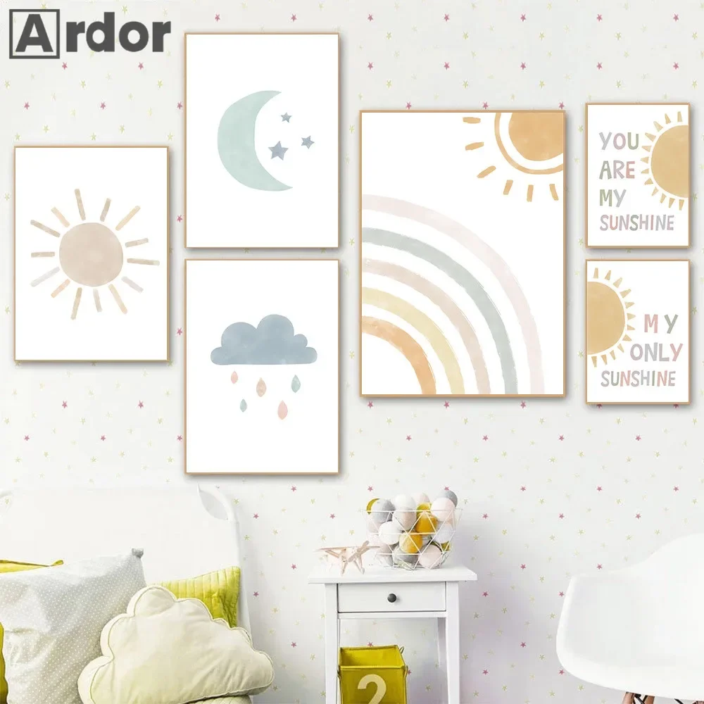 Cartoon Sun Moon Cloud Rainbow - Baby Nursery You Are My Sunshine recension och pris