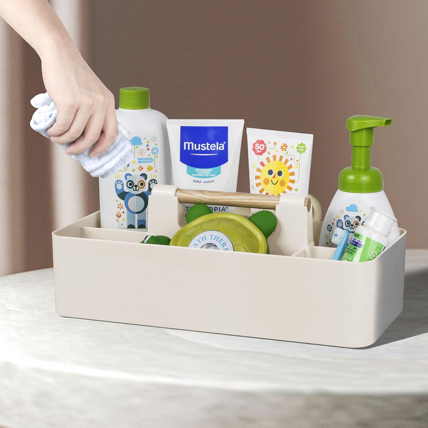 Portable Baby Shower Caddy wit - Baby Nursery Handles recension och pris