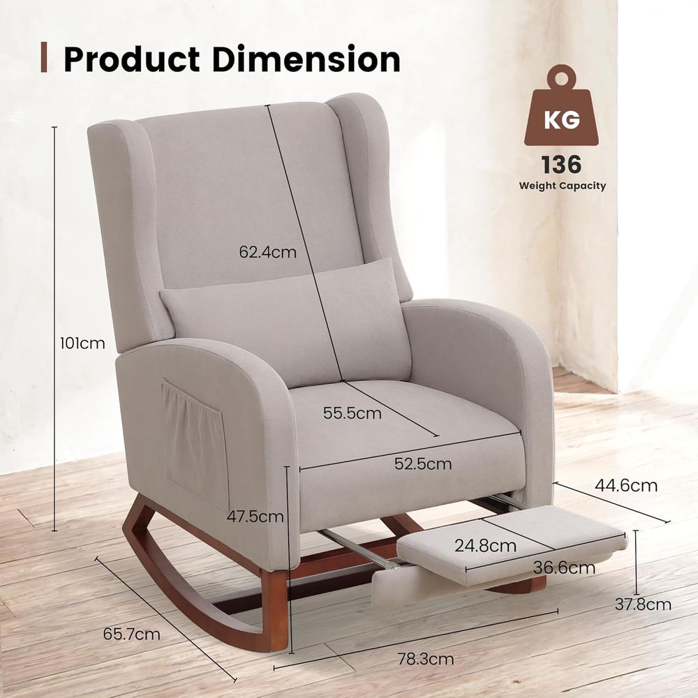 Light Grey Nursery Rocking Cha - Rocking Chair Nursery recension och pris