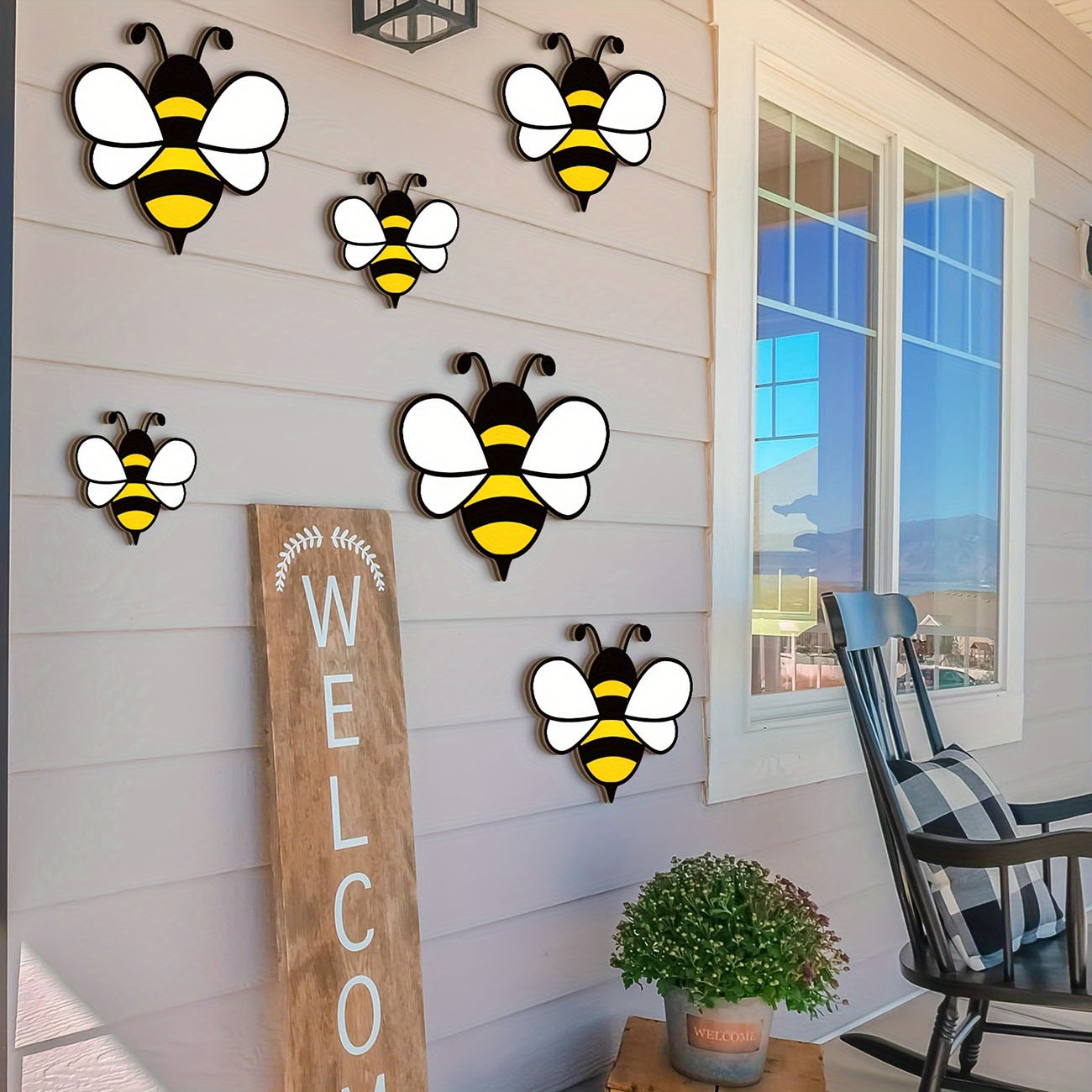6Pcs Cute Bee Wooden Wall Stic - Baby Nursery Labels recension och pris