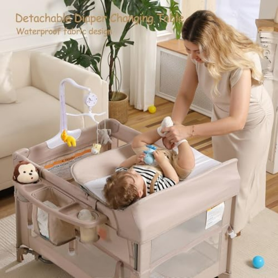 5 in 1 Pack and Play Portable  - Bassinet Bedside Sleeper recension och pris